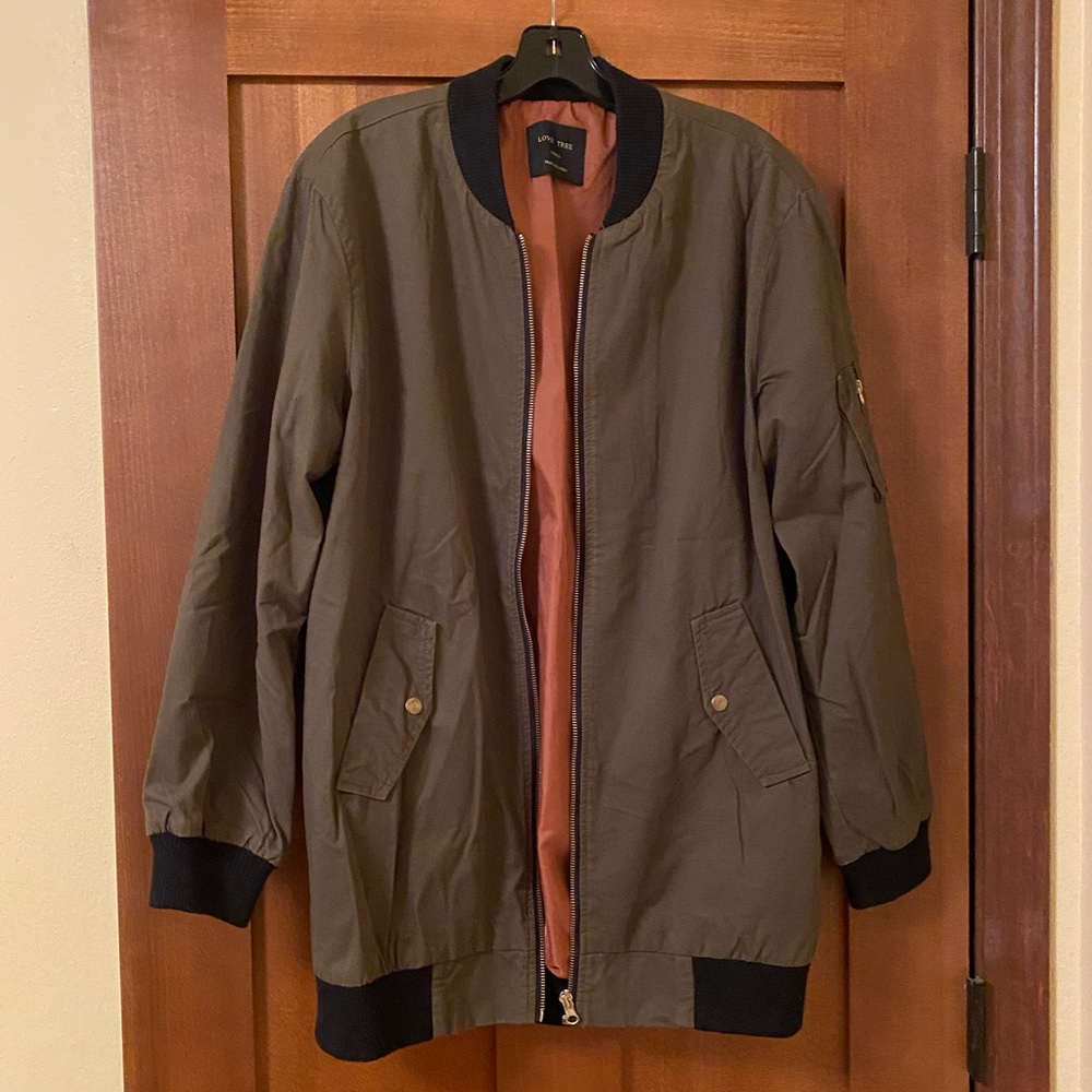 Love Tree Oversized Olive Bomber Size Small